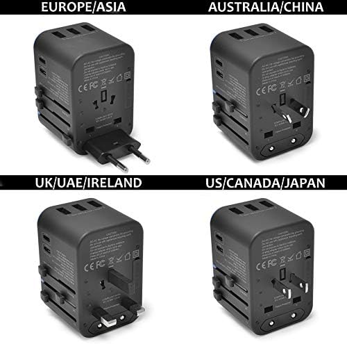 Ceptics World International Travel Plug Adapter - Powerful 33.5W with Pd & QC 3.0 Dual USB-C Power - 3 USB Ports Wall Charger Type I C G A Outlets 110V 220V A/C - EU Euro US UK (11-KU) - Image 6