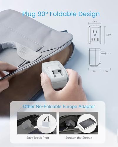 2 Pack European Travel Plug Adapter, VINTAR Foldable International Power Adapter with 2 AC Outlets 3 USB Charging Ports(2 USB C), Type C Power Adaptor to Most Europe Italy Spain France Iceland Germany - Image 2