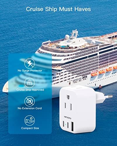 European Travel Plug Adapter for International, HANYCONY Italy Spain Power Adapter 2 Outlets 2 USB C Ports, Type C Adapter Travel Cruise Essentials for US to Most Europe France Germany EU, 2 Pack - Image 5