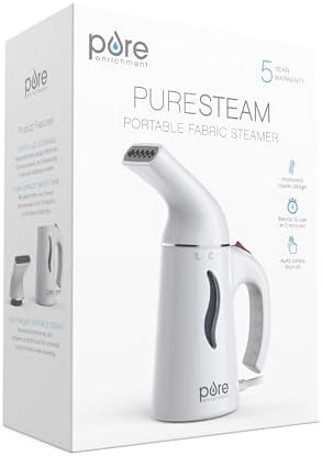 Pure Enrichment PureSteam Portable Fabric Steamer - Handheld Travel Garment Steamer Removes Wrinkles & is Safe on All Fabrics - Fast-Heating, Lightweight, Auto Safety Shut-Off, & Long Cord (White) - Image 9