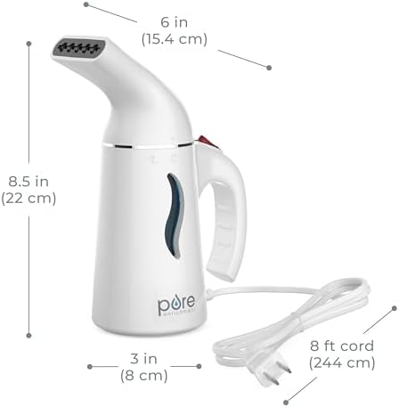 Pure Enrichment PureSteam Portable Fabric Steamer - Handheld Travel Garment Steamer Removes Wrinkles & is Safe on All Fabrics - Fast-Heating, Lightweight, Auto Safety Shut-Off, & Long Cord (White) - Image 8