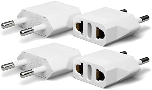 4 Pack European Travel Plug Adapter, Unidapt US to Europe Plug Adapter, European Adapter Type C Pin Adaptor, Outlet Converter America USA to Europe Italy Spain Germany France EU, Power Plug, White