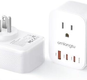 Multi Plug Outlet Extender 2 Pack, Surge Protector Wall Plug Splitter with 3 Electrical Outlets 3 USB Ports, PD 20W USB C Charger Block Wall Outlet Expander for Travel Home Office Dorm Room Essentials