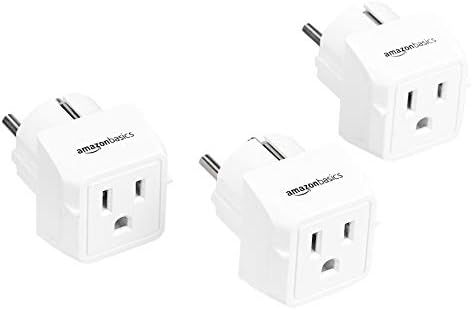 Amazon Basics 3-Pack Travel Plug Adapter Type E/F, Europe - France, Germany, Greece, Hungary, Iceland, the Netherlands, Norway, Poland, Portugal, Romania and Spain, White