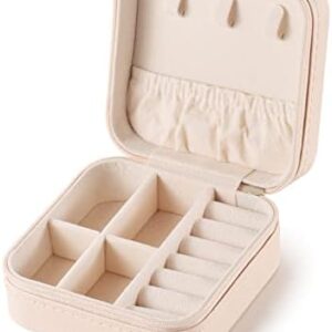 Small Travel Jewelry Case, To Go Portable Jewelry Box, Travel Jewelry Organizer,Portable Jewellery Storage Holder for Rings Earrings Necklace, Gifts for Girls Women -Pink