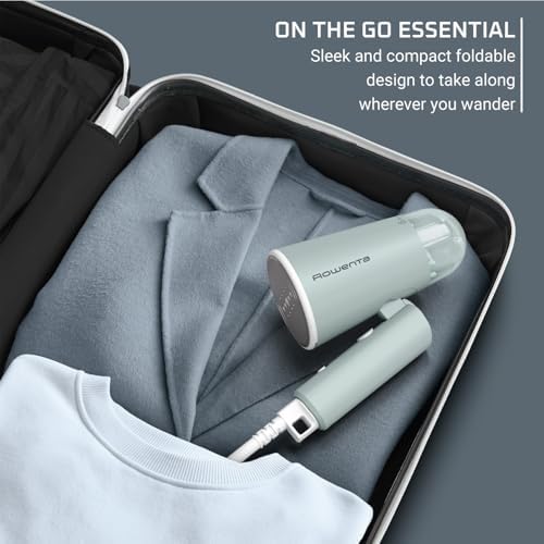 Rowenta Mini Travel Steamer for Clothes, Portable Handheld Steamer with 2.3 Oz Tank, Foldable, 1100 Watts, Ironing, Travel Essentials, Green, DR1014 - Image 8