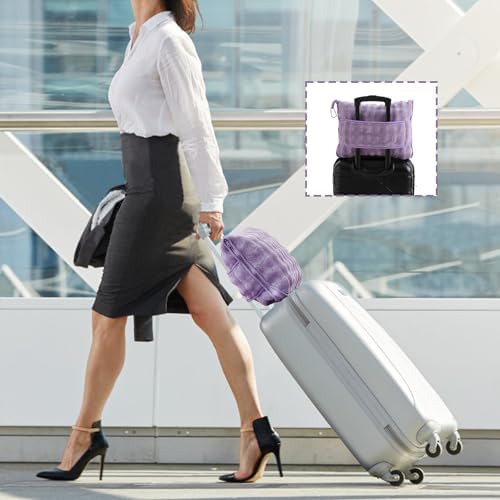 SOCHOW Travel Blanket for Airplane Train and Car, Soft Travel Blanket or Pillow 2 in 1 Compact with Portable Bag Pillowcase, Flight Blanket with Luggage Sleeve and Backpack Clip, Dusty Purple - Image 4