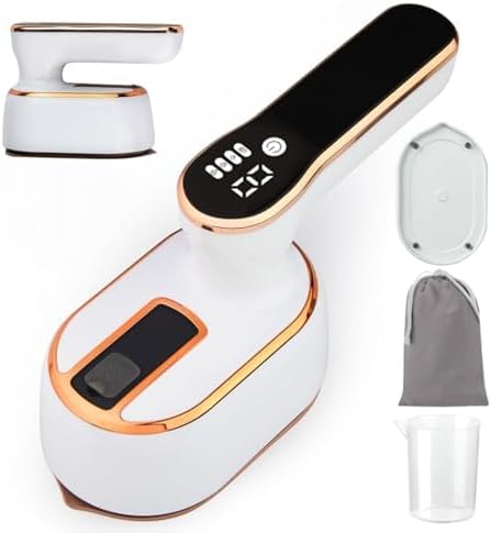 1000w Travel Steamer Iron for Clothes LED Portable Mini Steam Ironing Machine Handheld Small Travel Size Traveling Garment Hand Held Steamer for Clothing Travel Dorm Essentials College Home Room white