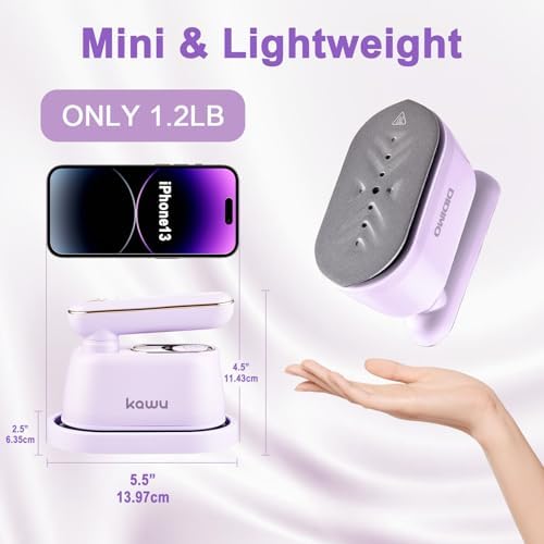 Travel Steamer, Dry & Wet 2 in 1 Portable Steamer for Clothes, 180° Rotatable Mini Steam Iron, Portable Iron for Home, Travel, Dorm, Gifts, School Gift, Home Essential (Purple) - Image 5