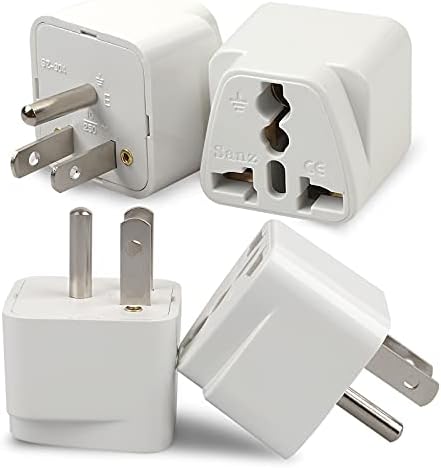 4 Pack Universal Adapter, Europe to US Plug Travel Adapters (White)