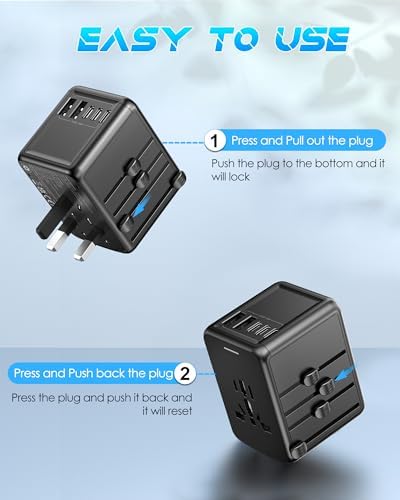 Universal Travel Adapter Offers 6.0A 3X 3.0A USB-C Ports, 2X 2.4A USB-A Ports and Multi AC Outlet, All-in-One International Power Plug Adaptor Worldwide Charger for EU US UK AU 200+ Countries - Image 6