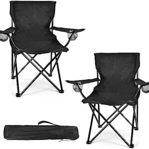 2 Pack Lightweight Camping Chairs for Adults & Teens, 250LBS Capacity Foldable Portable Chairs with Carry Bag, Compact Design for Camping, Beach, Picnics, and Outdoor Events