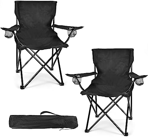 2 Pack Lightweight Camping Chairs for Adults & Teens, 250LBS Capacity Foldable Portable Chairs with Carry Bag, Compact Design for Camping, Beach, Picnics, and Outdoor Events