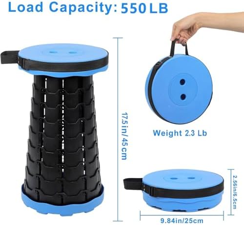 Foldable Telescoping Stool Portable, Retractable Stool for Adults, Upgraded Collapsible Folding Seats with Load Capacity 550lbs, Camping Stools for Adults - Image 2