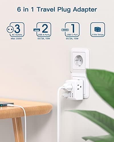 2 Pack European Travel Plug Adapter, One Beat International Power Adapter with 3 Outlets 3 USB Ports(1 USB C), Type C Plug Adaptor for US to Europe Italy Spain France Germany Iceland Travel Essentials - Image 2