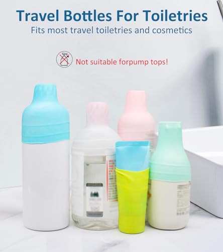 5 Pack Travel Essentials Accessories Silicone Bottle Covers, Cruise Essentials, Beach Vacation Essentials for Women Men, Elastic Sleeves for Leak Proofing, Fit Travel Size Bottles Toiletries - Image 3