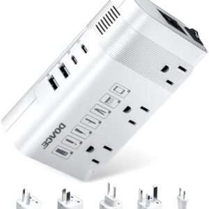 DOACE 220v to 110v Voltage Converter US to Europe: 350W 220 to 110 Voltage Converter for European Travel - International Power Adapter Plug Combo Step Down Transformer White