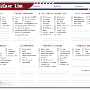 Large Travel Packing list PackEase checklist Essentials Memo Note Pad | A4 Size 8.27" X 11.69" | 50 sheets