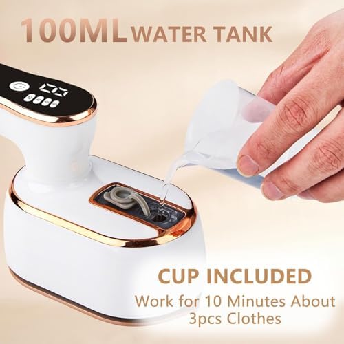 1000w Travel Steamer Iron for Clothes LED Portable Mini Steam Ironing Machine Handheld Small Travel Size Traveling Garment Hand Held Steamer for Clothing Travel Dorm Essentials College Home Room white - Image 4