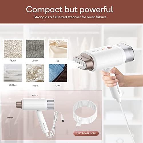 Newbealer Steamer for Clothes, 1200W Travel Steamer with Horizontal & Vertical Steaming, 2 Steam Levels, Dry Ironing, Foldable, 1.5lbs Lightly, 180ml Handheld Fabric Wrinkle Remover (120V Only) - Image 8