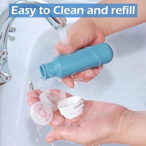 GLAMFIELDS Travel Bottles for Toiletries,TSA Approved 3oz size Leak Proof Silicone Containers for Shampoo, Conditioner,Easy to Squeeze and Portable, Essentials for Traveling (4 Pack) Black - Image 5