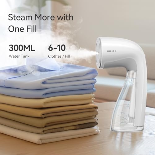 HiLIFE Steamer for Clothes, Handheld Clothes Steamer with Large 300ml Tank, 1100W Clothing Steamer, Fabric Wrinkle Remover, Portable & Compact Travel Size Garment Steamer ONLY FOR 120V (White) - Image 3