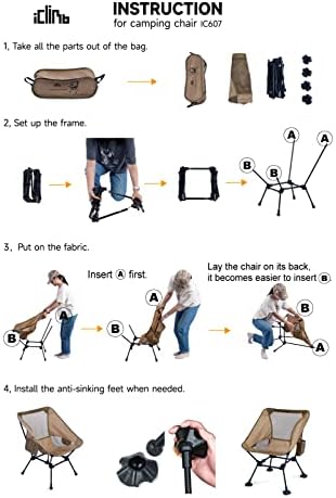 iClimb Ultralight Compact Camping Folding Beach Chair with Anti-Sinking Large Feet - Image 8