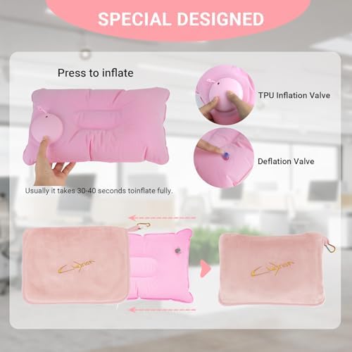 3 in 1 Travel Pillow and Blanket Set, Premium Soft 300 GSM Thick Airplane Blanket Compact with Bag for Long Trips Essentials, Hand Luggage Sleeve and Backpack Clip (Pink) - Image 5