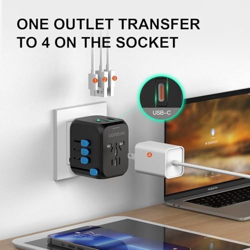 NYQIUGO Universal International Power Travel Plug Adapter with 3 USB Ports (1 USB C), Worldwide Plug Adaptor Wall Charger for USA to Europe UK France Germany Spain Ireland Australia (Type C/G/A/I) - Image 5