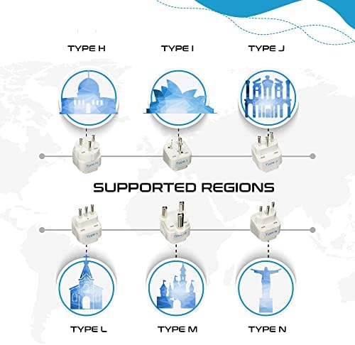 Ceptics Travel Adapter with Types A-M Plugs, Travel Plug Adapter Set Compatible with Power Sockets in All Continents, Compact World International Plug Adaptor Kit, Set of 12,GP-12PK - Image 4