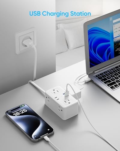 European Travel Plug Adapter, EU/UK/US Travel Plug Adapter Power Strip, 6 AC Outlets, 4 USB Ports (2 USB C), 3ft Wrapped Around Extension Cord, Universal Travel Adapter - Image 7