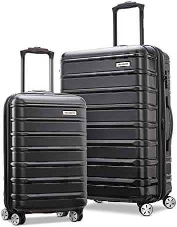 Samsonite Omni 2 Hardside Expandable Luggage with Spinner Wheels, 2-Piece Set (19/24), Midnight Black