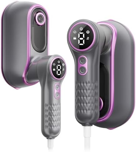 Portable Travel Steamer, 1200W Handheld Fabric Steamer for Clothes, 4 Modes with LCD Display, Powerful Wrinkle Remover for Home & Travel, 150ml Water Tank, 10S Fast Heat-Up, 180° Swivel Handle, Purple