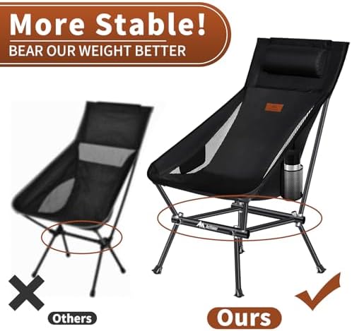 Camping Chair, Compact Backpacking Chair, Portable Folding Chair, Beach Chair with Side Pocket and headrest, Lightweight Hiking 188ZZ-SJB (Green) - Image 7