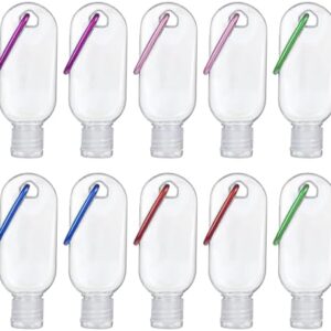 Hand Sanitizer Keychain 10 Pcs Travel Bottles with Keychain,1.7oz (50ml) Portable Plastic Leakproof Squeeze Bottles Kits with Flip Cap for Home Office Outdoor