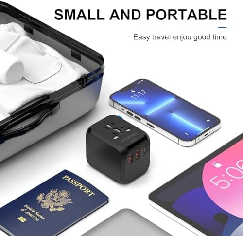 NYQIUGO Universal International Power Travel Plug Adapter with 3 USB Ports (1 USB C), Worldwide Plug Adaptor Wall Charger for USA to Europe UK France Germany Spain Ireland Australia (Type C/G/A/I) - Image 9