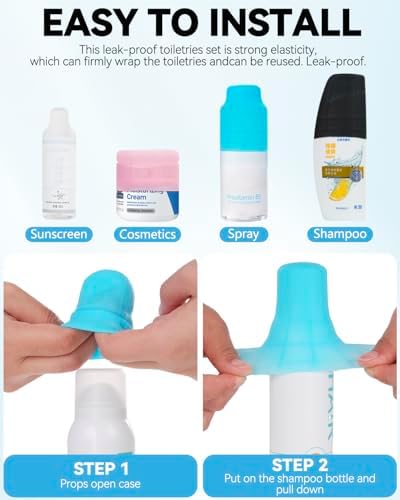 16 Pack Silicone Bottle Cover,Travel Essential for Women Men,Cruise Ship Essentials 2025,Beach Vacation Essentials,Travel Size Toiletries,Airplane Travels Accessories Elastic Sleeves for Leak Proofing - Image 6