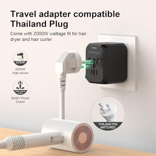 NYQIUGO Universal International Power Travel Plug Adapter with 3 USB Ports (1 USB C), Worldwide Plug Adaptor Wall Charger for USA to Europe UK France Germany Spain Ireland Australia (Type C/G/A/I) - Image 4