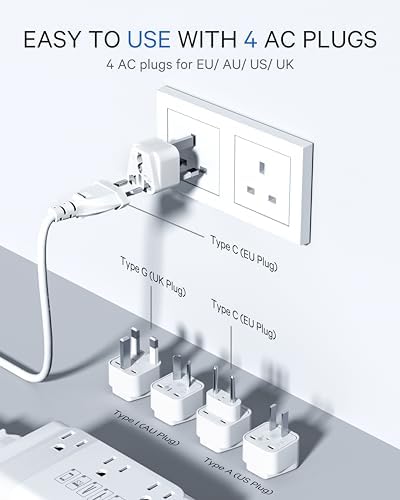 DOACE 220v to 110v Voltage Converter US to Europe: 350W 220 to 110 Voltage Converter for European Travel - International Power Adapter Plug Combo Step Down Transformer White - Image 4