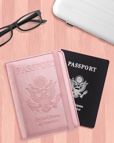 WALNEW Passport Holder for Travel, RFID Passport Cover Wallet for Women Men, PU Leather Passport Book Card Holder Case with Pen, Travelling Essentials for Flying - Image 7