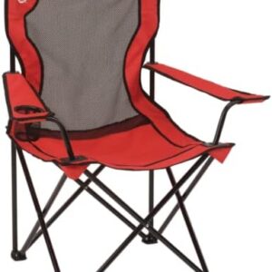 Coleman Broadband Mesh Quad Camp Chair with Carry Bag & Cup Holder, Cooling Mesh Back with Adjustable Arms