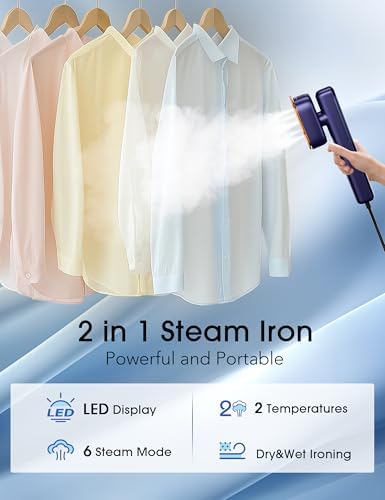 Travel Steamer for Clothes, Portable Mini Clothes irons, 120-240V Adaptive Voltage Clothes Steamer Handheld, Garment Steamer, 15s Heat Up, Adjustable Steam/Temperature - Image 3