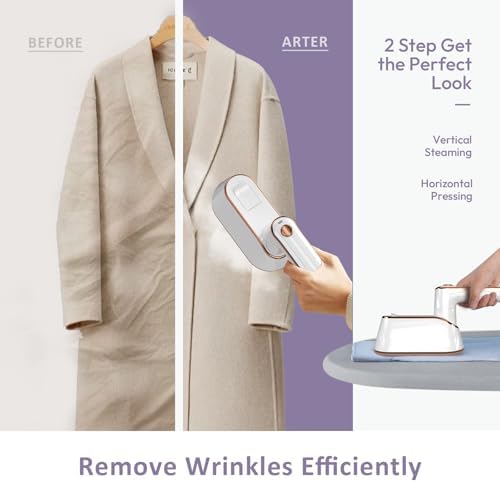 Travel Steamer, Premium Travel Steamer for Clothes Portable in Travel Mini Size, 1300W Efficient Fast-Heating Travel Iron Mini with Steam, Delicate Iron Steamer Excellent for Trip (White) - Image 3