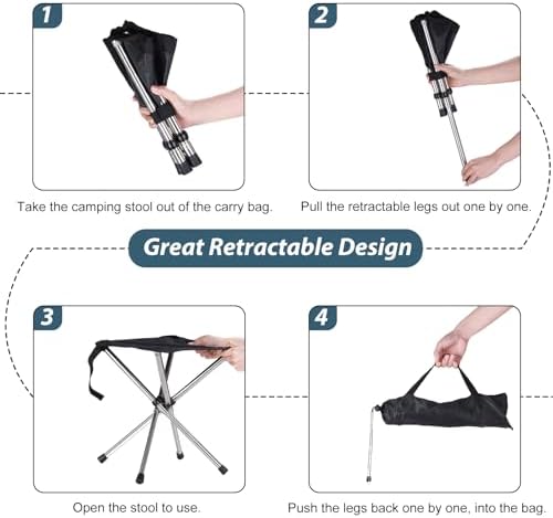 Camping Stool,Small Folding Chair,13.8" Lightweight Folding Stool Compact Backpacking Stool with Carry Bag - Image 6