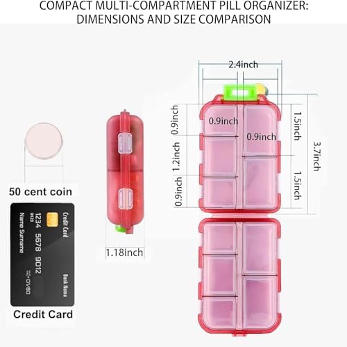 Pill Organizer with Medicine Labels Travel Daily Pill Container Mini Medication Organizer Storage Pill Organizer Travel Essentials Pill Case 7 Day (Pink & 161 Lables) - Image 5