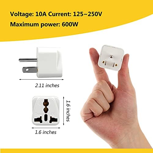 4 Pack Universal Adapter, Europe to US Plug Travel Adapters (White) - Image 2