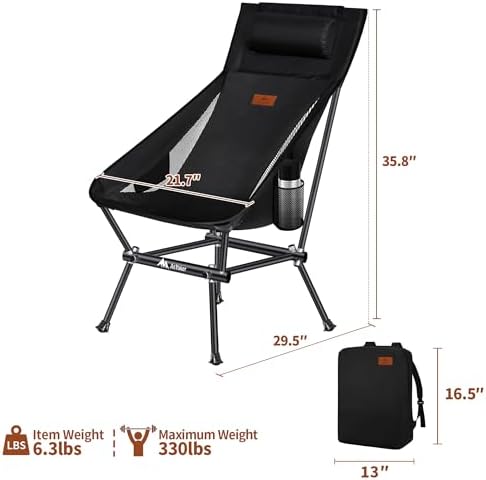 Camping Chair, Compact Backpacking Chair, Portable Folding Chair, Beach Chair with Side Pocket and headrest, Lightweight Hiking 188ZZ-SJB (Green) - Image 3