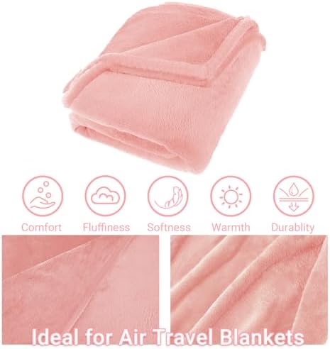 3 in 1 Travel Pillow and Blanket Set, Premium Soft 300 GSM Thick Airplane Blanket Compact with Bag for Long Trips Essentials, Hand Luggage Sleeve and Backpack Clip (Pink) - Image 4