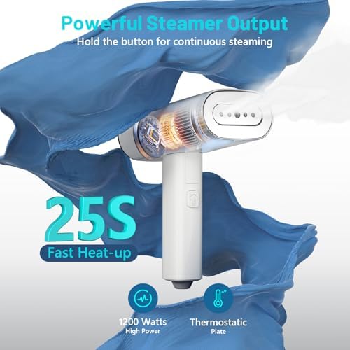 Steamer for Clothes, Portable Travel Handheld Garment Steamer, 1200W Clothing Wrinkle Remover, 25s Fast Heating, 150ml Water Tank, Small Size Flodable Steam Iron for Travel, Dorm and Home (120V Only) - Image 2