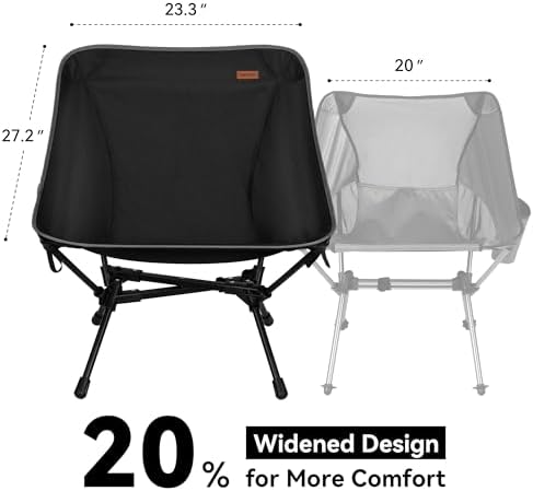 TOBTOS Ultralight Camping Chair, Portable Folding Backpacking Chair, Compact Camping Chair with Carry Bag for Outdoor Camp Hiking Backpack Beach Travel (Black) - Image 4